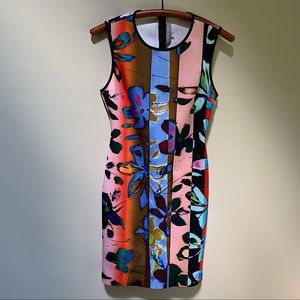 Clover Canyon Riviera Sunrise Floral Scuba Sheath Dress